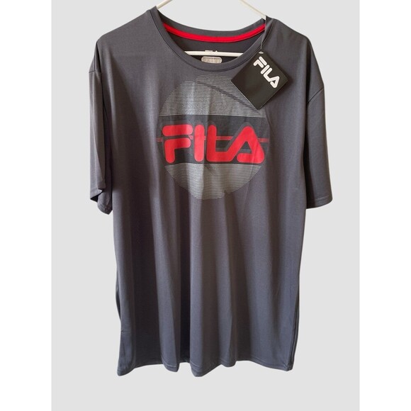 Fila Performance Dri Training Tee Shirt Gray with Red Men’s size XL NWT - Picture 1 of 5
